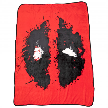 Marvel Deadpool Splatter Face Symbol Fleece Throw Blanket